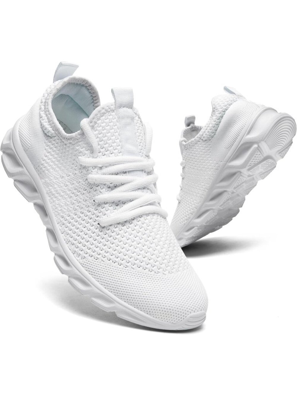 Women's All White Running Shoes Non Slip Athletic Tennis Gym Workout Sneakers